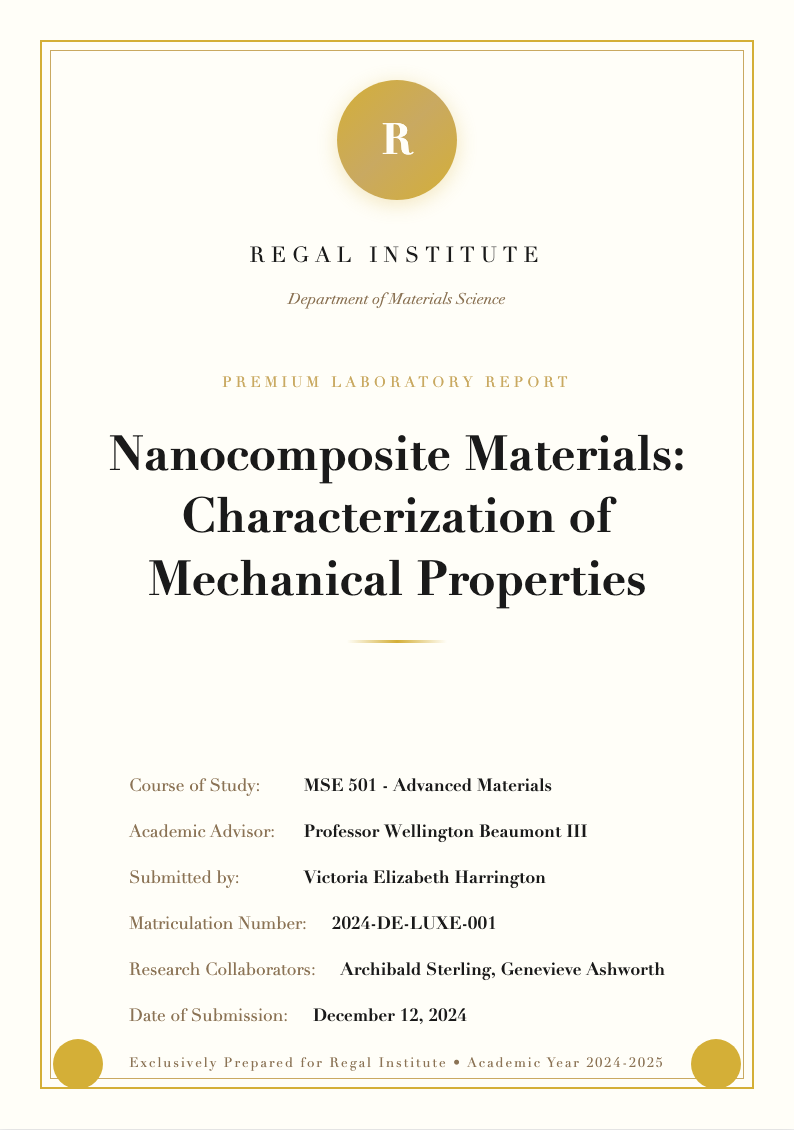 Luxury premium lab report cover page